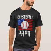 Baseball Papa American Flag Team Coach Gift T-shirt (Voorkant)