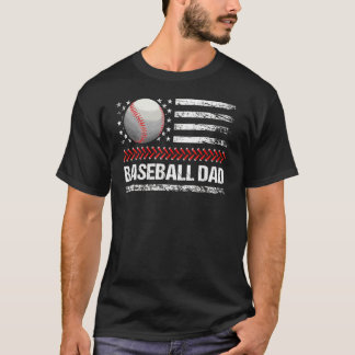Baseball Papa  Amerikaanse vlag Da van Vader T-shirt