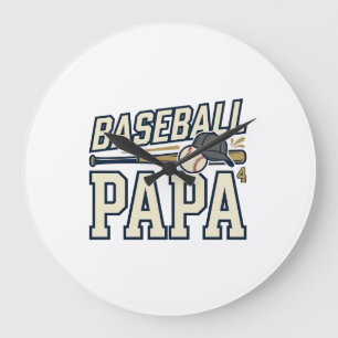Baseball Papa Vintage Gravure Shirt Ontwerp_1 Grote Klok