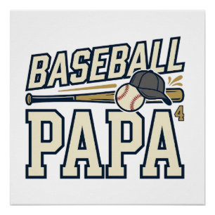 Baseball Papa Vintage Gravure Shirt Ontwerp_1 Perfect Poster
