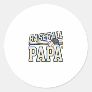 Baseball Papa Vintage Gravure Shirt Ontwerp_1 Ronde Sticker