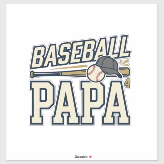 Baseball Papa Vintage Gravure Shirt Ontwerp_1 Sticker (Vel)