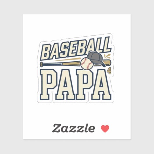 Baseball Papa Vintage Gravure Shirt Ontwerp_1 Sticker (Vel)