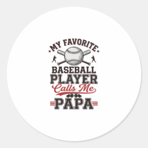 Baseball Papa Vintage Gravure Vectorontwerp_1 Ronde Sticker