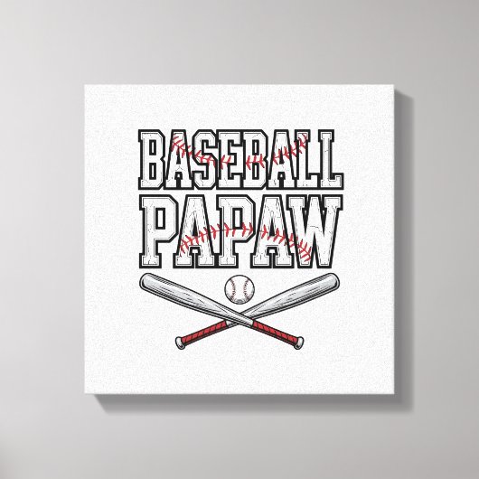 Baseball Papaw Vintage Gravure Design_1 Canvas Afdruk (Voorkant)