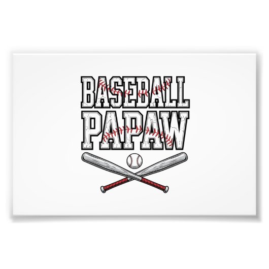 Baseball Papaw Vintage Gravure Design_1 Foto Afdruk (Voorkant)