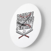 Baseball Papaw Vintage Gravure Design_1 Grote Klok (Hoek)
