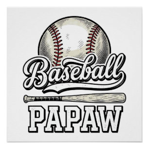 Baseball Papaw Vintage Gravure Shirt Ontwerp_1 Perfect Poster