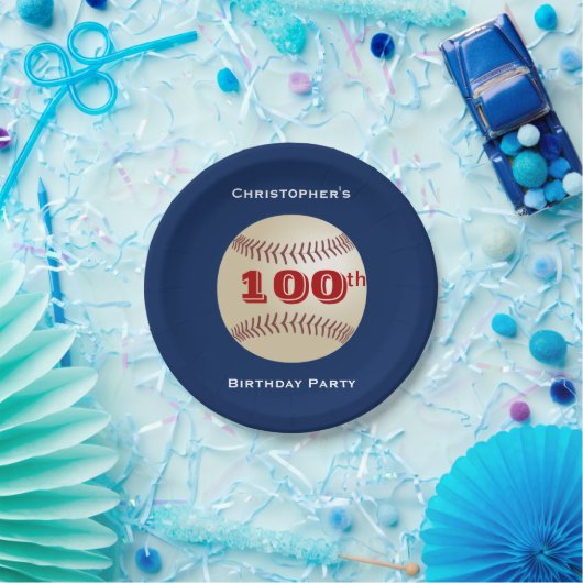 Baseball Paper Borden, 100e verjaardag Papieren Bordje (Feest)