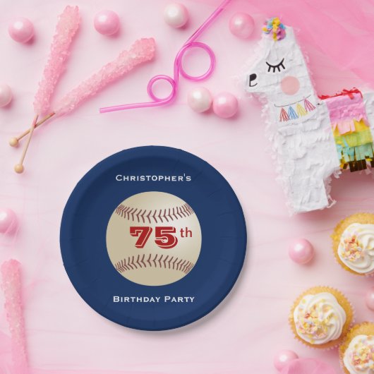 Baseball Paper Borden, 75e verjaardag Papieren Bordje (Feest)