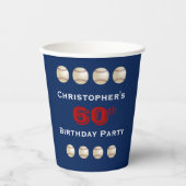 Baseball Paper Cups, 60e verjaardag Party Paper Cu Papieren Bekers (Voorkant)