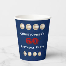 Baseball Paper Cups, 60e verjaardag Party Paper Cu