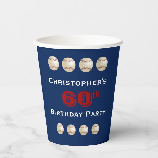 Baseball Paper Cups, 60e verjaardag Party Paper Cu Papieren Bekers (Voorkant)