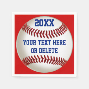 Baseball Paper Napkins 2 Text Boxes, Team COLORS Servet
