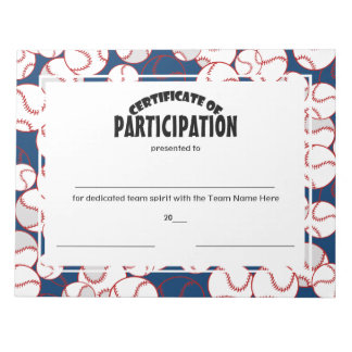 Baseball-participatiecertificaten Notitieblok