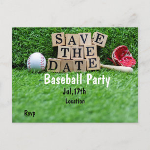 Baseball Party behalve de datum op groen gras Briefkaart