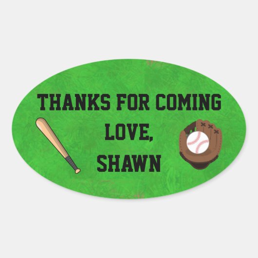 Baseball Party Dank je wel netker Ovale Sticker (Voorkant)
