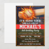 Baseball Party Invitation Kaart (Voorkant / Achterkant)