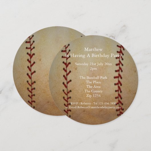 Baseball Party Kaart (Voorkant / Achterkant)