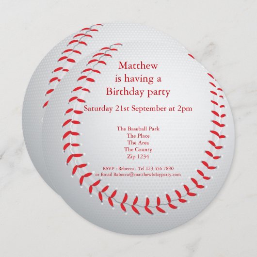 Baseball Party Kaart (Voorkant / Achterkant)