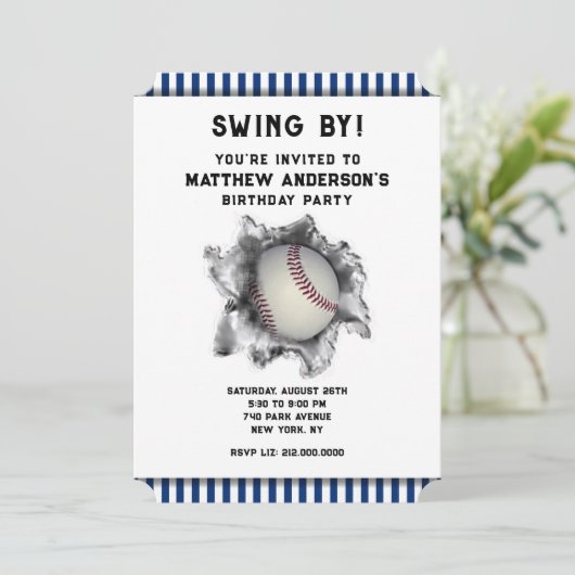 Baseball Party Kaart (Staand voorkant)