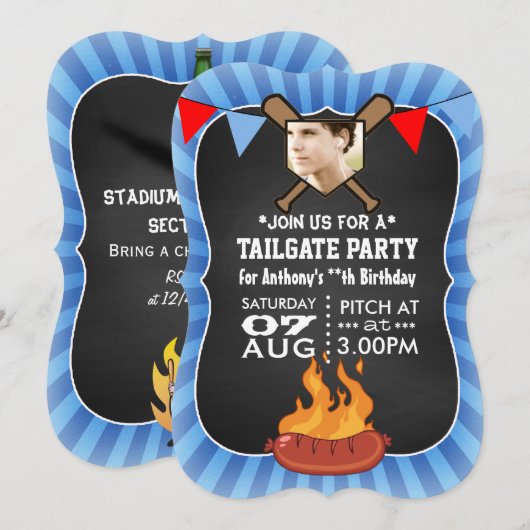 Baseball Party Kaart (Voorkant / Achterkant)