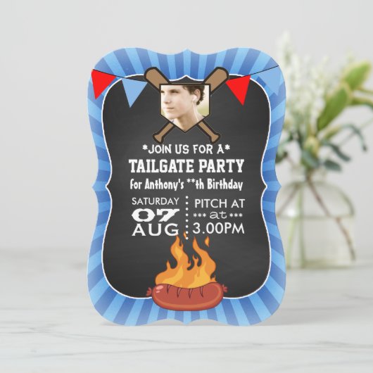 Baseball Party Kaart (Staand voorkant)