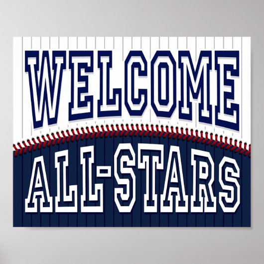 Baseball Party WELKOM ALL-STARS Sign Print (Voorkant)