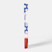 Baseball patroon aangepaste naam rood blauw iPhone hoesje (Linkerkant)