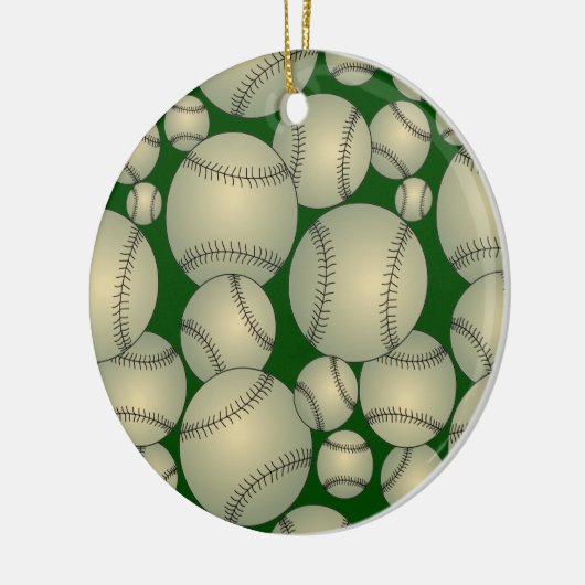 Baseball Patroon Keramisch Ornament (Links)