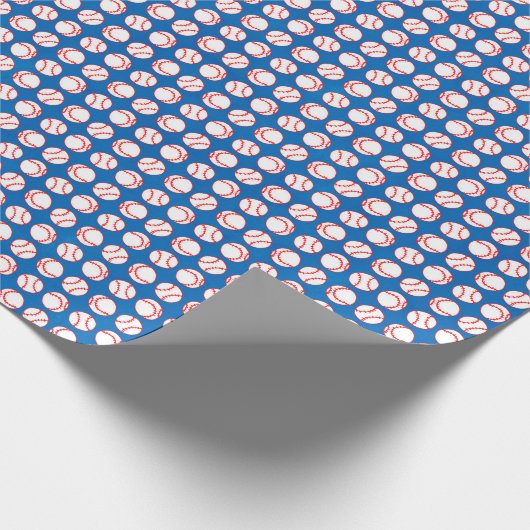 Baseball Patroon op blauw Cadeaupapier (Hoek)