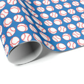 Baseball Patroon op blauw Cadeaupapier (Rol Hoek)