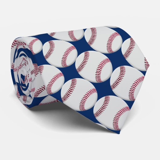 Baseball Patroon op Blauw of enige kleur Stropdas (Opgerold)