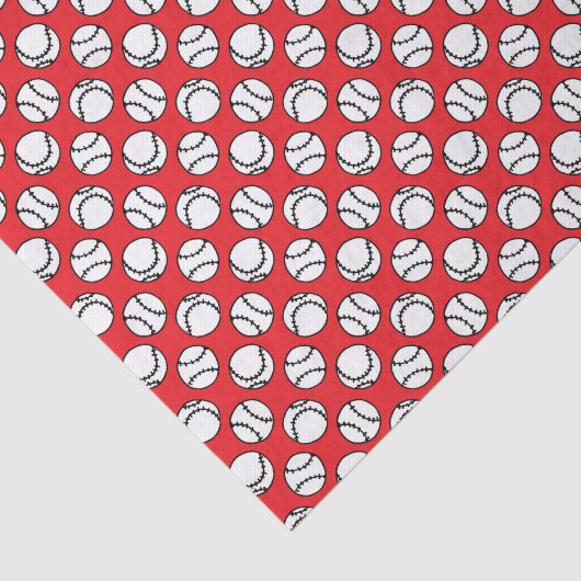 Baseball Patroon op rood Tissuepapier (Detail)