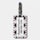 Baseball Patroon op zwart Bagagelabel (Achterkant verticaal)