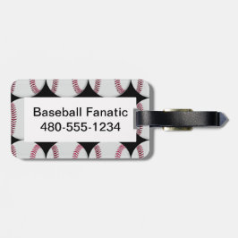 Baseball Patroon op zwart Bagagelabel