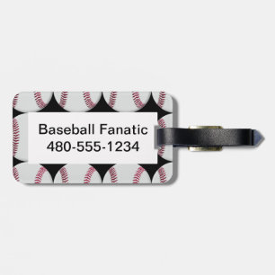 Baseball Patroon op zwart Bagagelabel