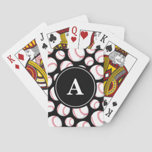 Baseball Patroon op zwart Monogram Pokerkaarten