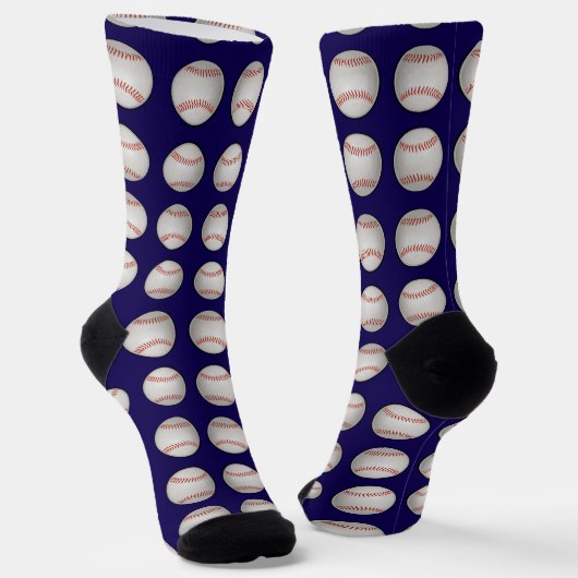Baseball Pattern Blue Background Sokken (Gebogen)