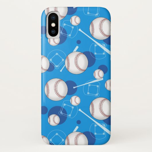 Baseball Pattern Blue iPhone X Hoesje (Achterkant)