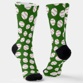 Baseball Pattern met Foto - Team Sports Green Sokken (Gebogen)