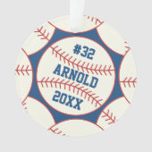 Baseball Pattern Naam toevoegen Jaar Ornament (voorkant)