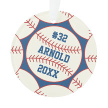 Baseball Pattern Naam toevoegen Jaar Ornament