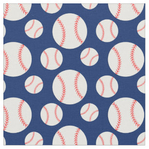 Baseball Pattern Navy Blue Background Stof