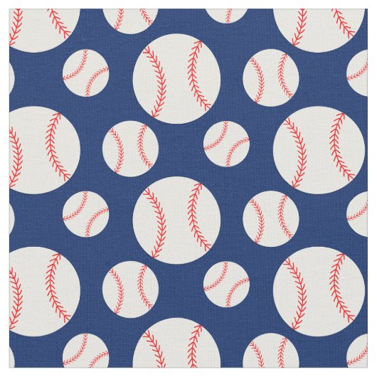 Baseball Pattern Navy Blue Background Stof (Close Up)