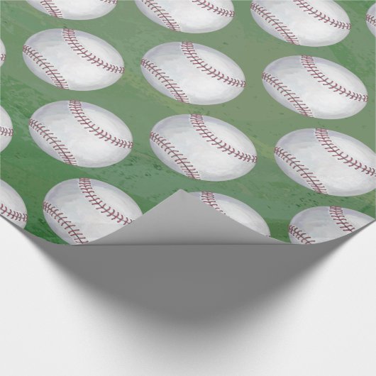 Baseball Pattern on Green Cadeaupapier (Hoek)