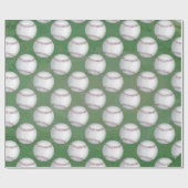 Baseball Pattern on Green Cadeaupapier (Vlak)