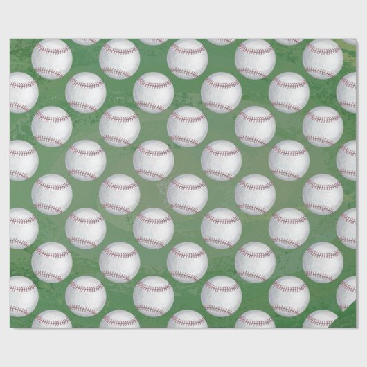 Baseball Pattern on Green Cadeaupapier (Vlak)