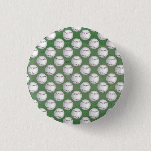 Baseball Pattern on Green Ronde Button 3,2 Cm (Voorkant)