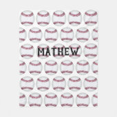 Baseball Pattern Personalized Fleece Blanket (Voorkant)